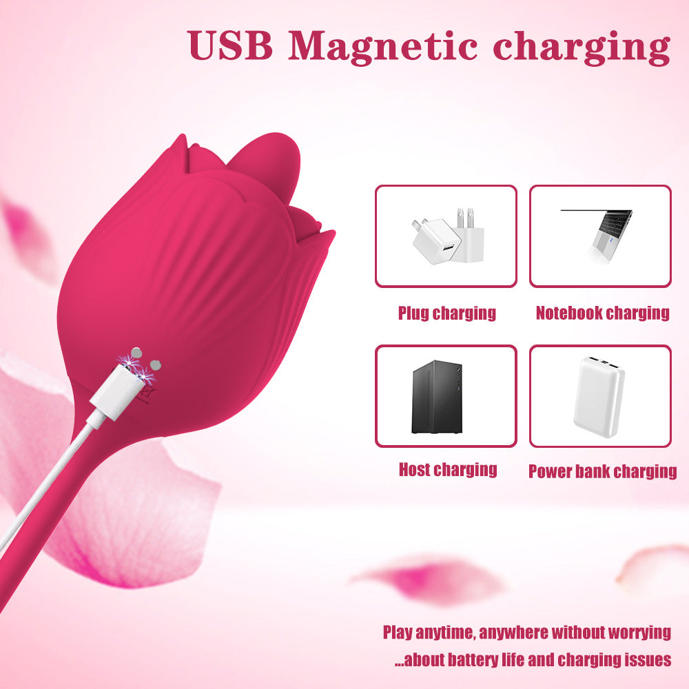Vibrating Remote - operated Massagers - Rose - shaped in Red & Purple