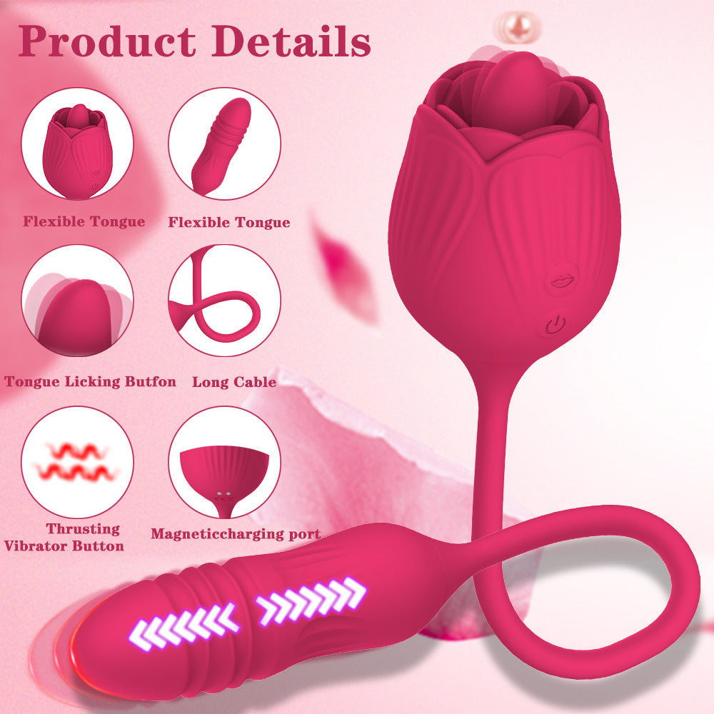Vibrating Remote - operated Massagers - Rose - shaped in Red & Purple