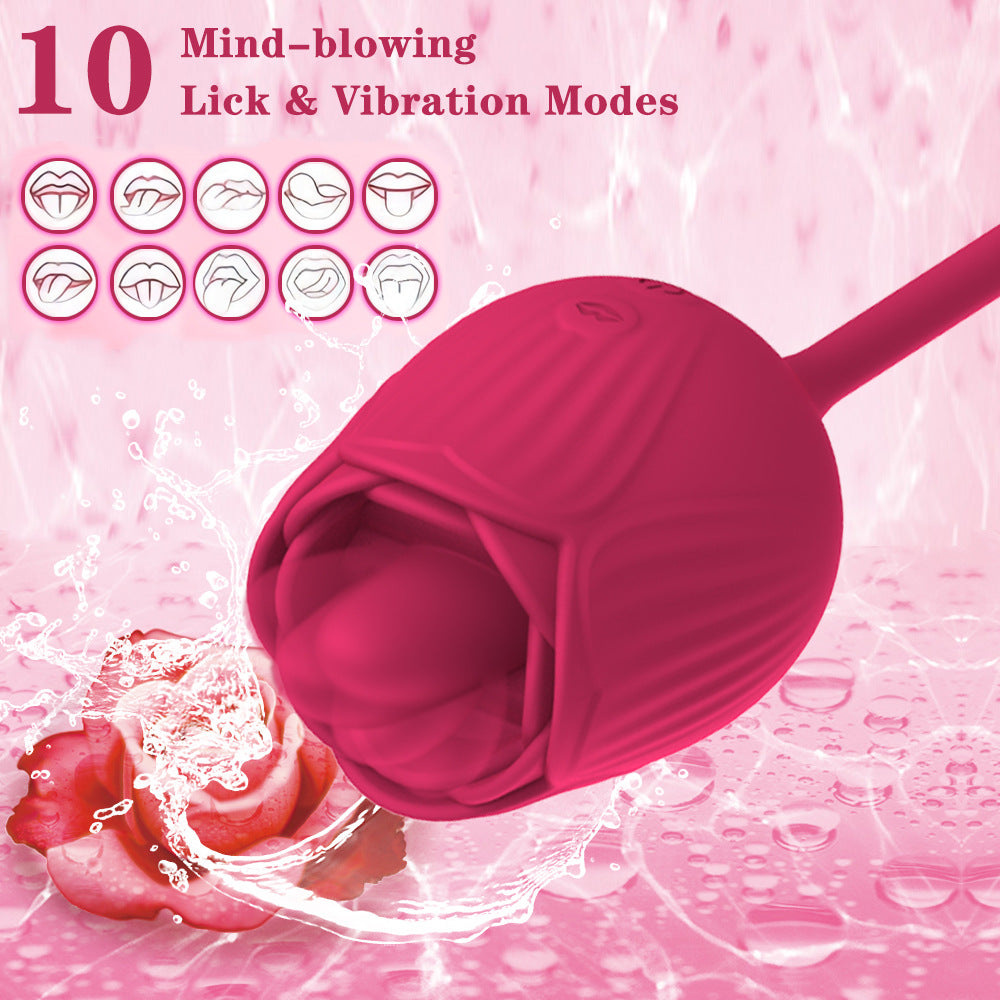 Vibrating Remote - operated Massagers - Rose - shaped in Red & Purple