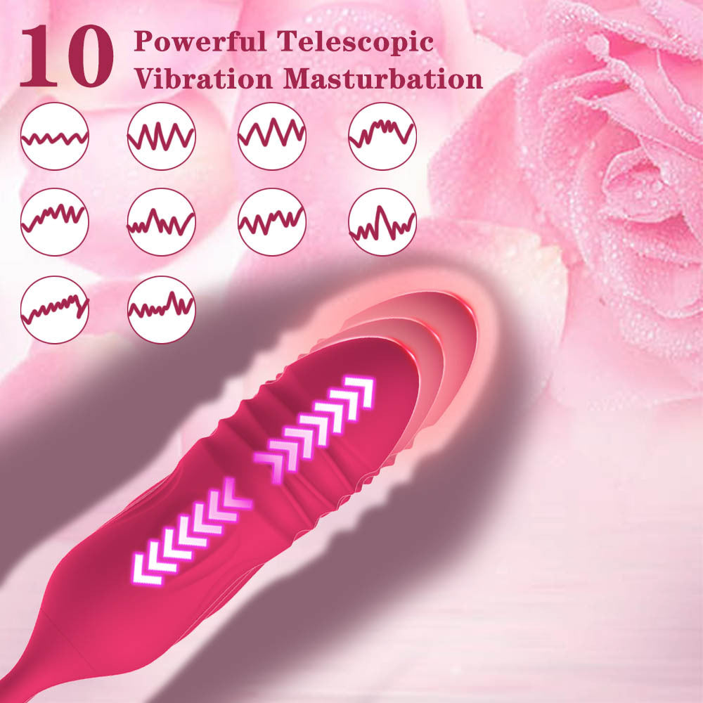 Vibrating Remote - operated Massagers - Rose - shaped in Red & Purple
