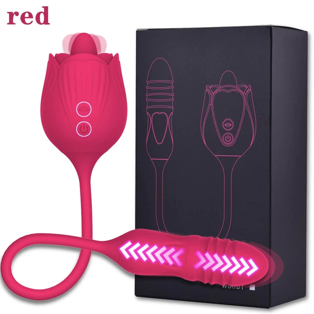 Vibrating Remote - operated Massagers - Rose - shaped in Red & Purple