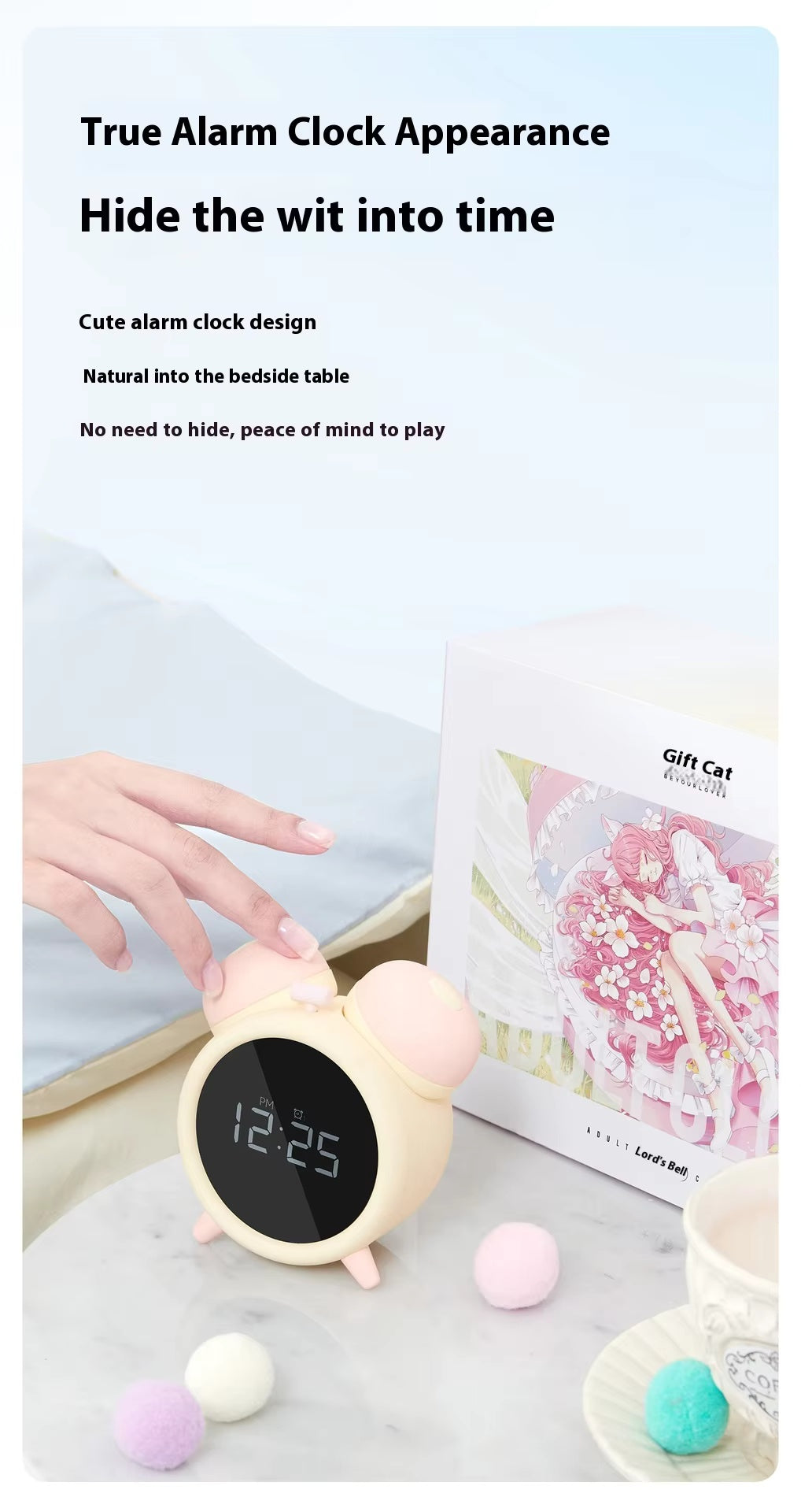 Female Cute Retro-inspired Digital Alarm Clock - It's both an alarm clock and a toy