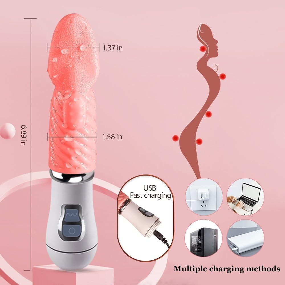 Red Silicone Rechargeable Body Massager - Textured Design