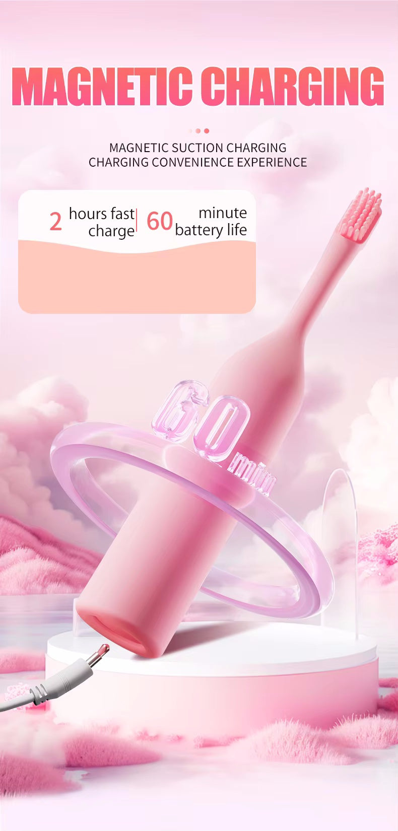 Toothbrush bending vibrator massager