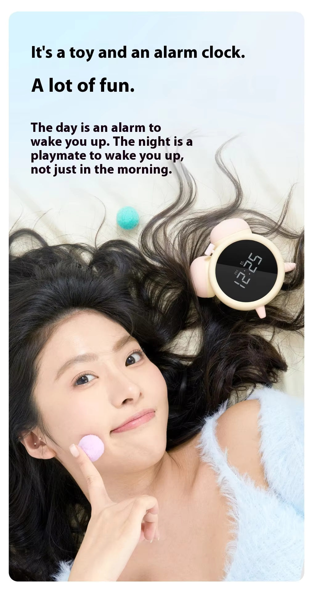 Female Cute Retro-inspired Digital Alarm Clock - It's both an alarm clock and a toy