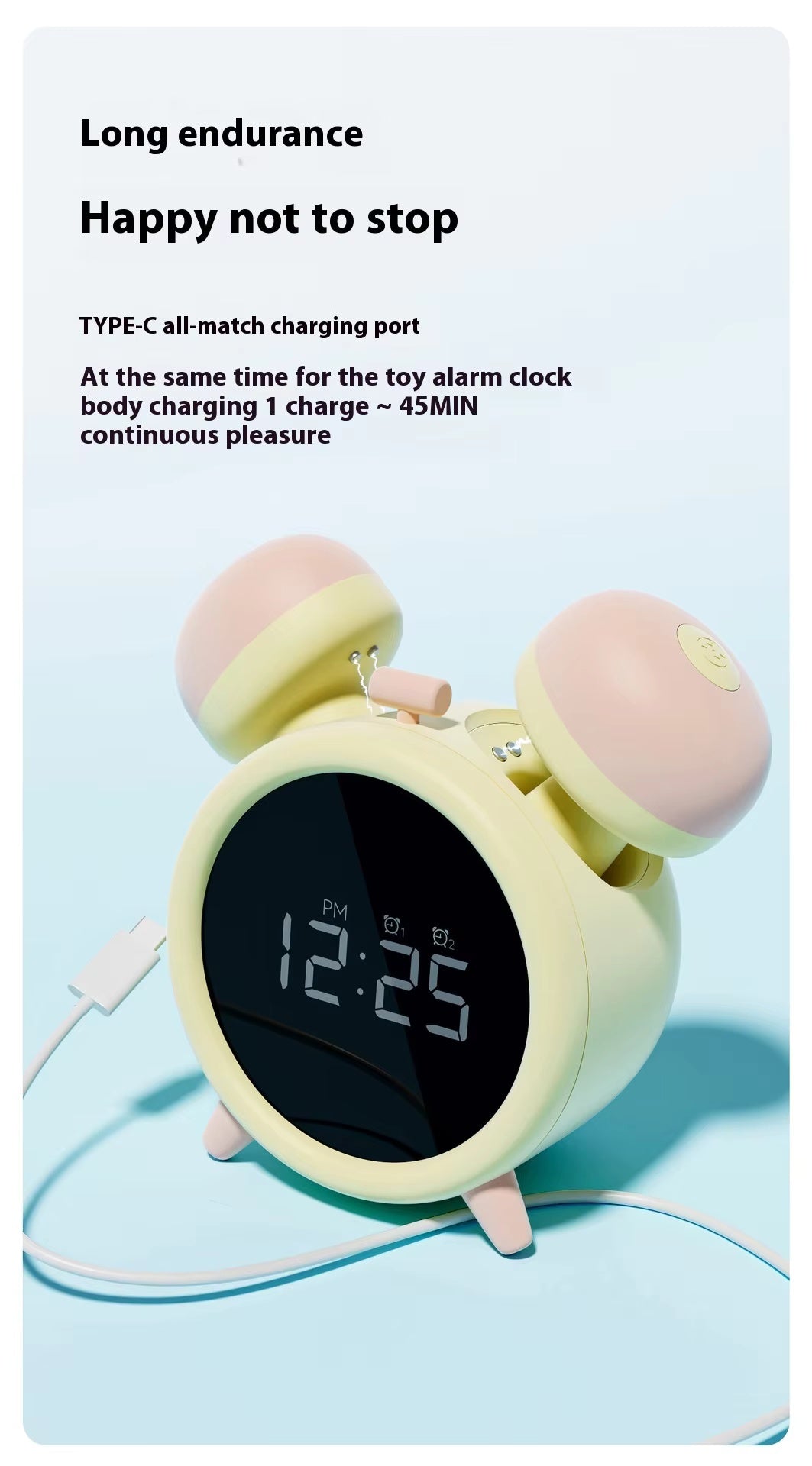 Female Cute Retro-inspired Digital Alarm Clock - It's both an alarm clock and a toy