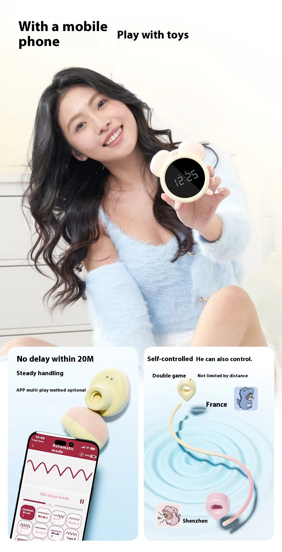 Female Cute Retro-inspired Digital Alarm Clock - It's both an alarm clock and a toy