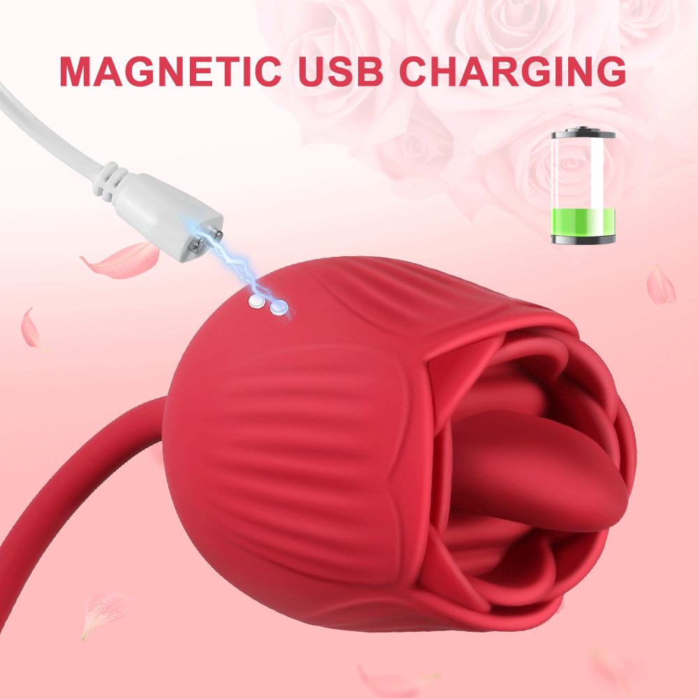 Vibrating Remote - operated Massagers - Rose - shaped in Red & Purple