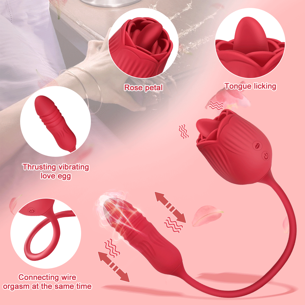 Vibrating Remote - operated Massagers - Rose - shaped in Red & Purple