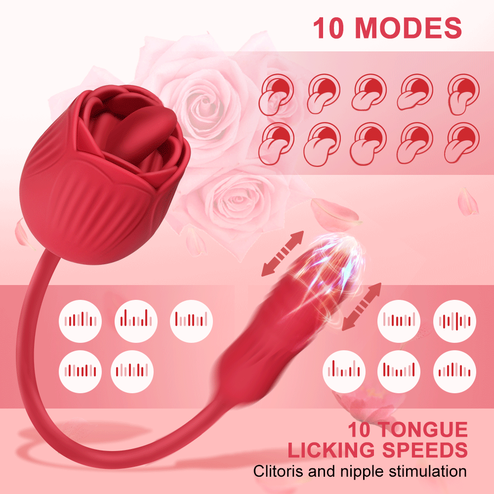 Vibrating Remote - operated Massagers - Rose - shaped in Red & Purple