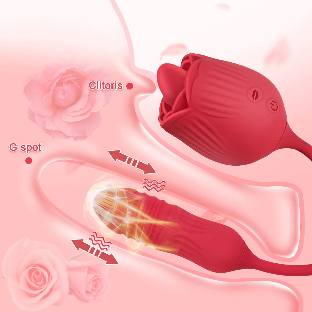 Vibrating Remote - operated Massagers - Rose - shaped in Red & Purple