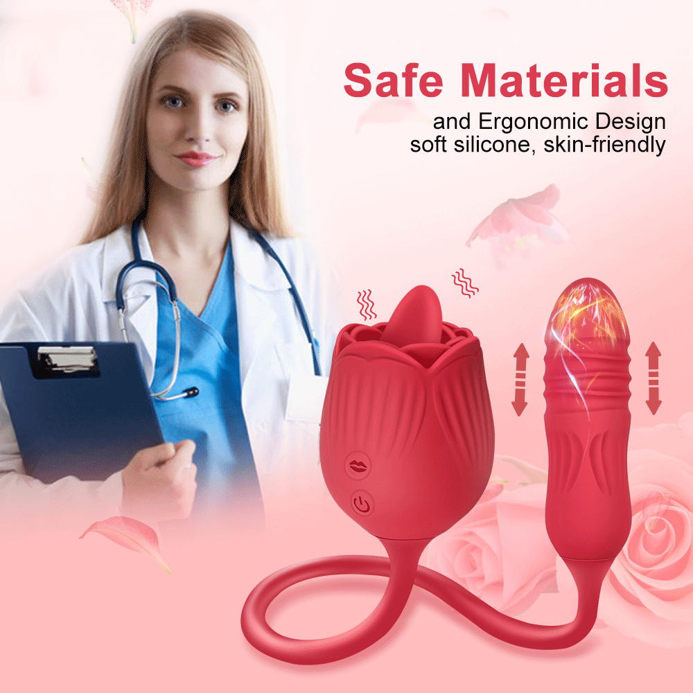Vibrating Remote - operated Massagers - Rose - shaped in Red & Purple