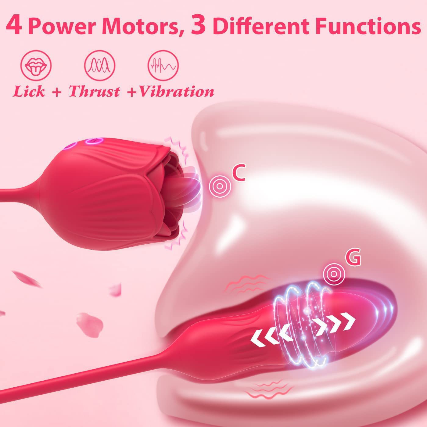 Vibrating Remote - operated Massagers - Rose - shaped in Red & Purple