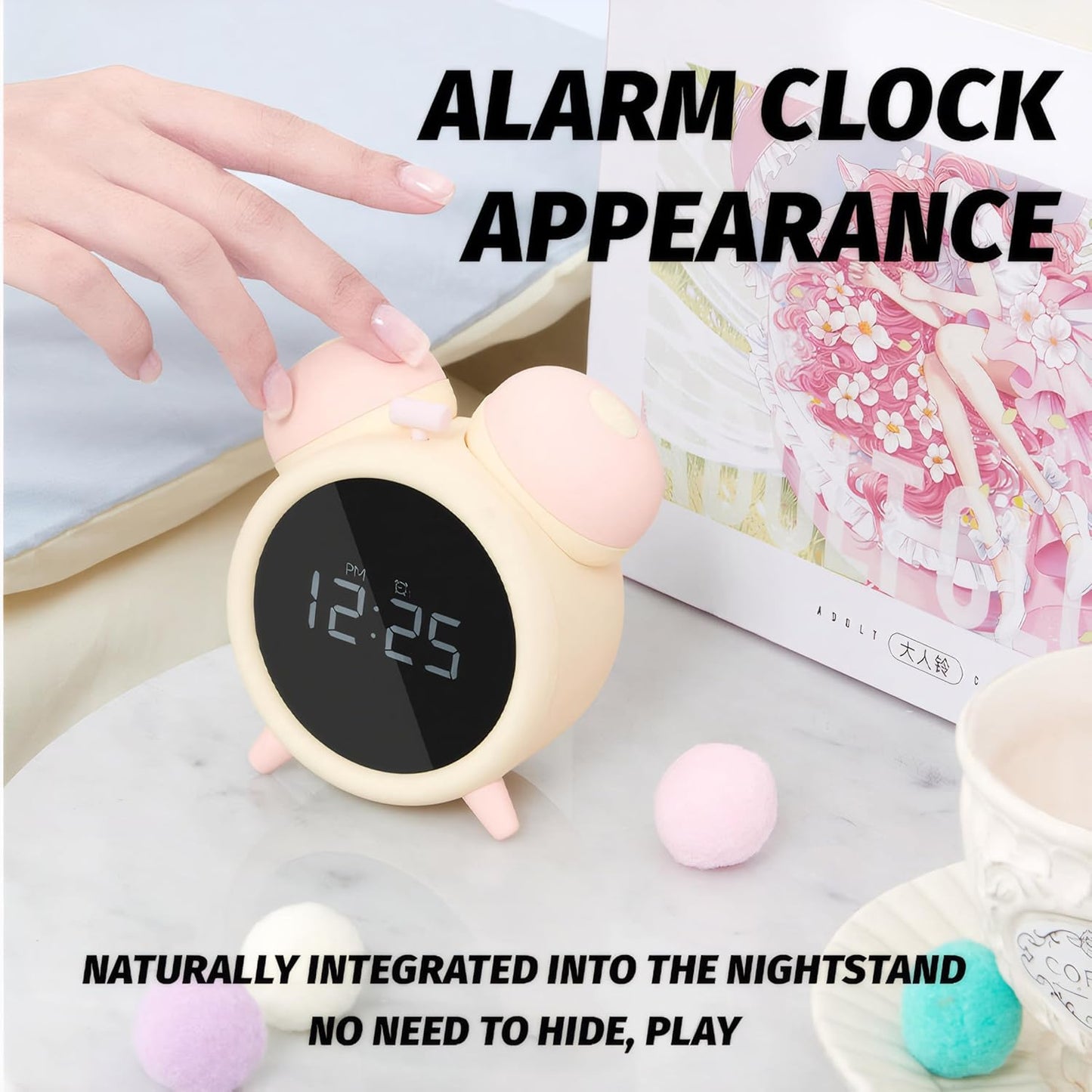 Female Cute Retro-inspired Digital Alarm Clock - It's both an alarm clock and a toy