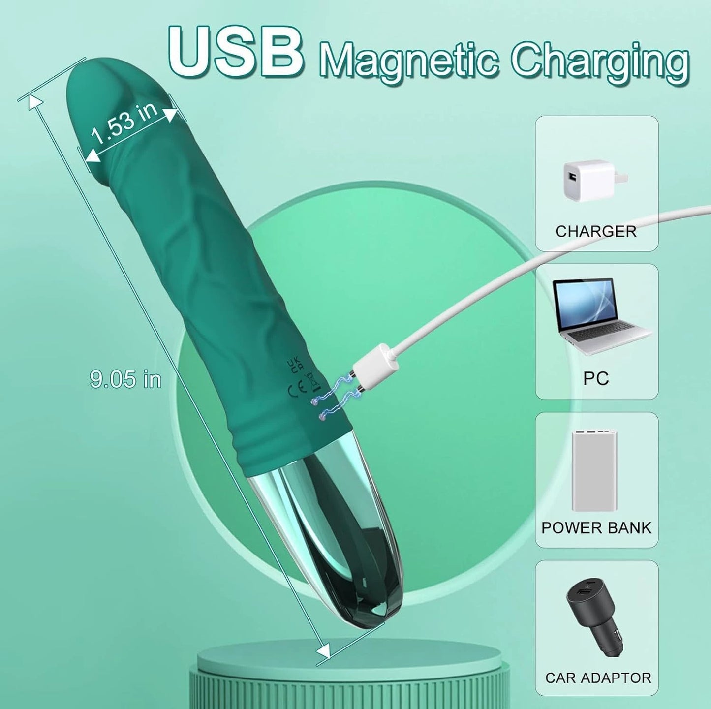 Emerald - Green Silicone Body Massager - USB Magnetic Charging