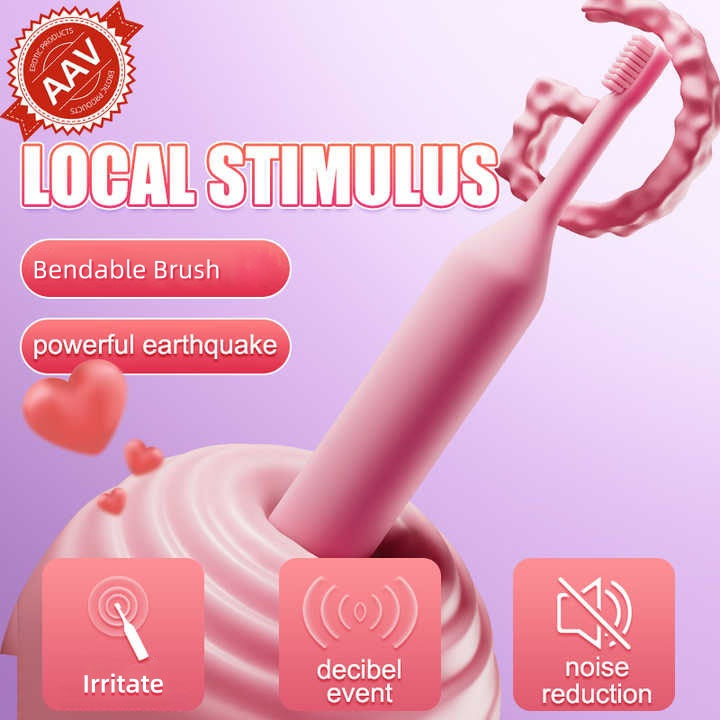 Toothbrush bending vibrator massager