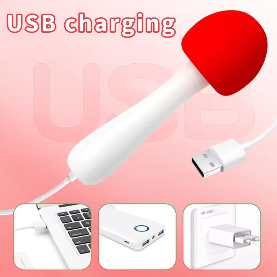 Mushroom-shaped Soft Silicone Personal Massagers - Delicate Care in Red & Green