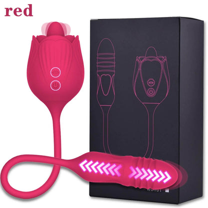 Vibrating Remote - operated Massagers - Rose - shaped in Red & Purple