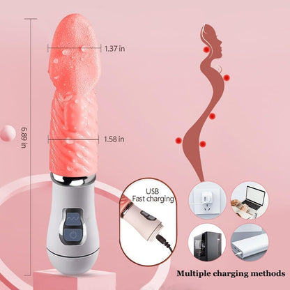 Red Silicone Rechargeable Body Massager - Textured Design