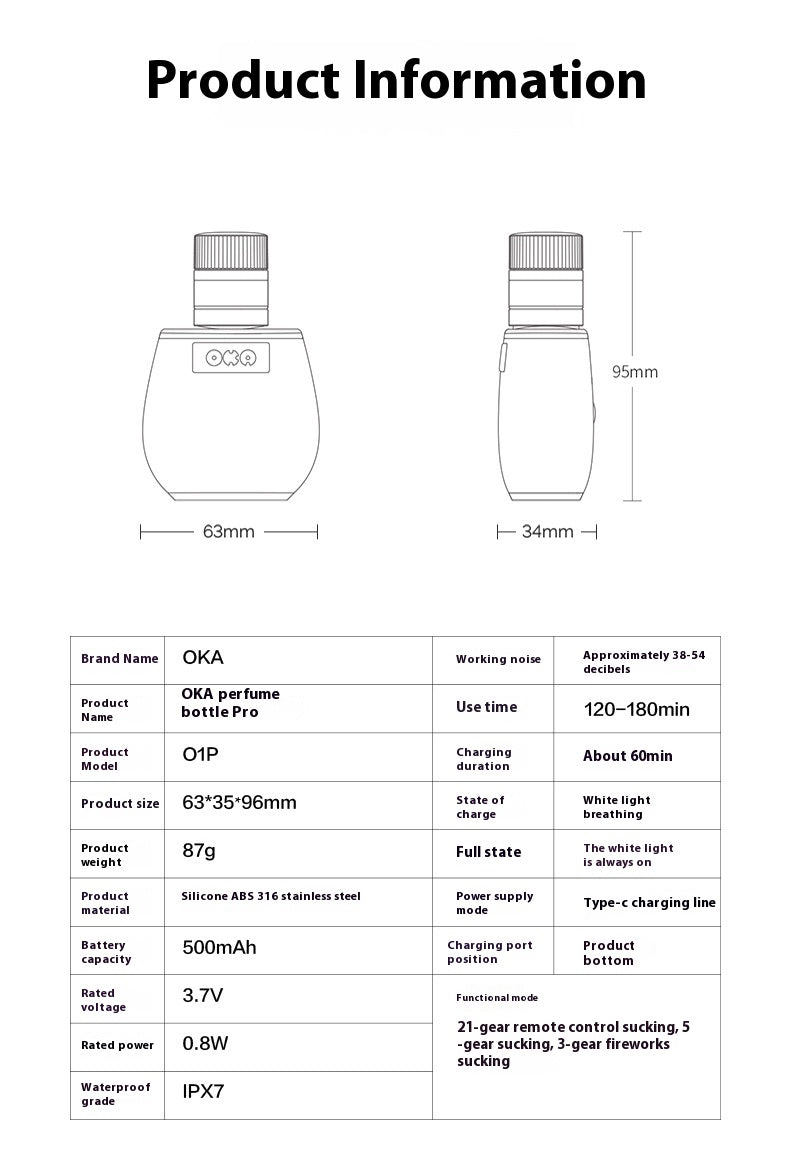 Perfume bottle shape Precision - designed USB Rechargeable Body Massager - Strong Suction Function