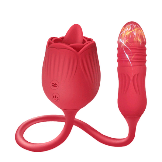 Vibrating Remote - operated Massagers - Rose - shaped in Red & Purple